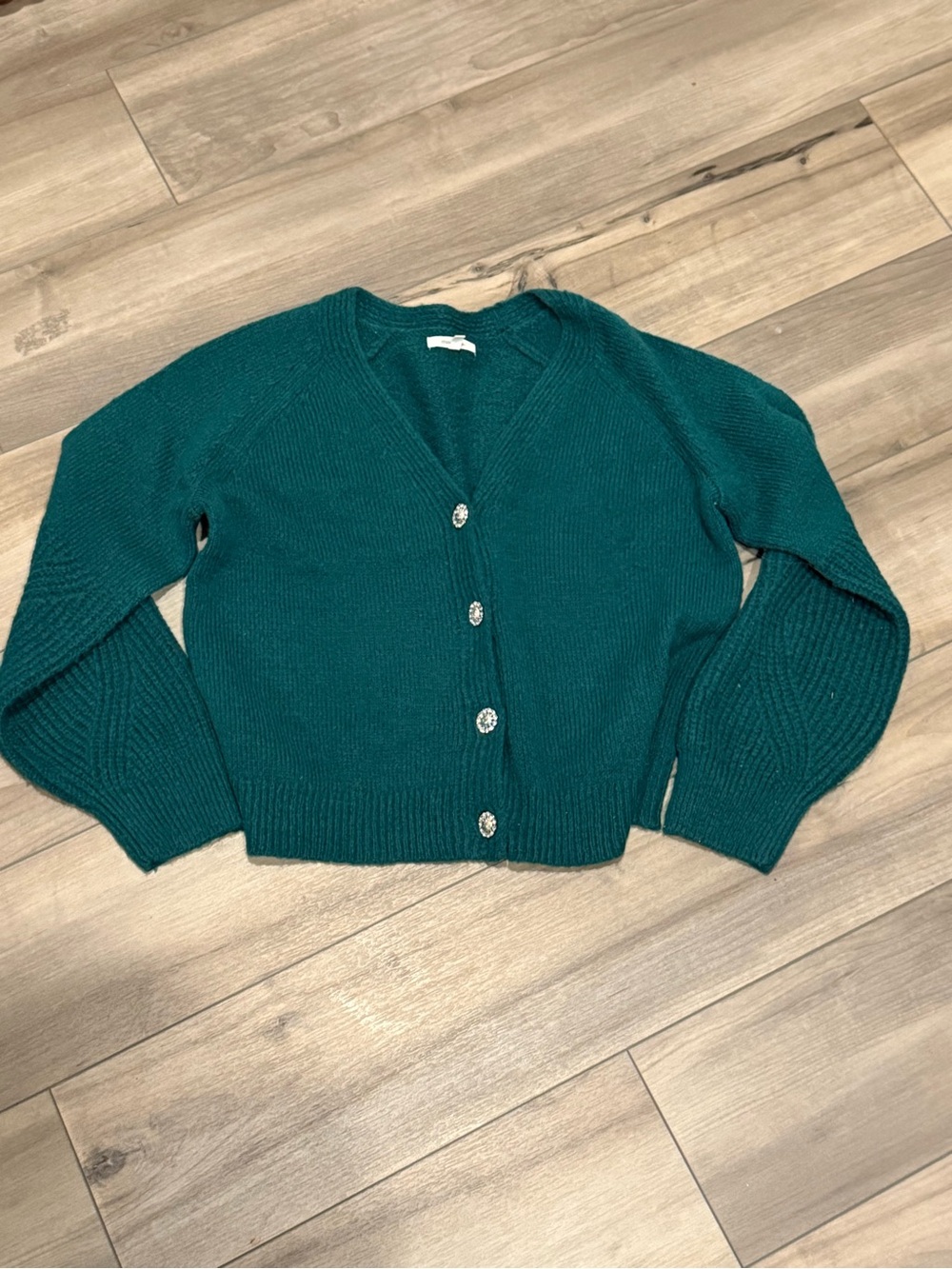 Maurices Teal Crew-Length Button Cardigan Sweater